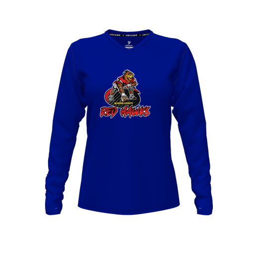 [FTLVPTRY-FYXS-LOGO1] Decker Performance T-Shirt (Female Youth XS, Royal, V Neck, Logo 1, Long Sleeve)