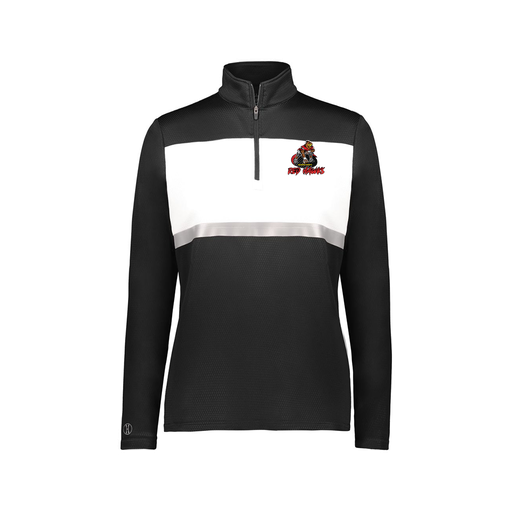 [222791.420.XS-LOGO1] Ladies Bold 1/4 Zip Pullover (Female Adult XS, Black, Logo 1)