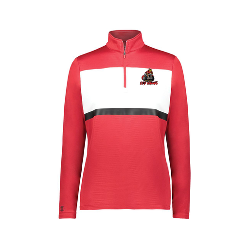 [222791.408.XS-LOGO1] Ladies Bold 1/4 Zip Pullover (Female Adult XS, Red, Logo 1)