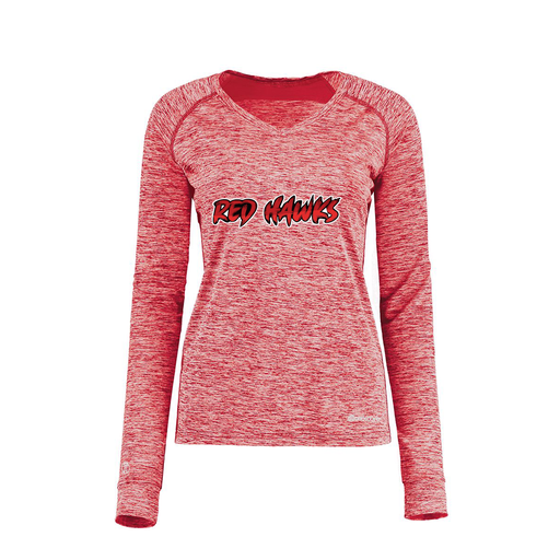[222770.T20.XS-LOGO2] Ladies Electric Long Sleeve Shirt (Female Adult XS, Red, Logo 2)