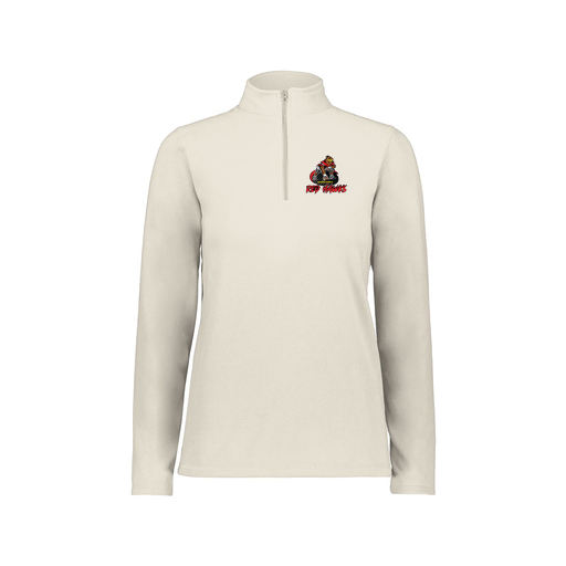 [6864.53T.XS-LOGO1] Ladies MicroFleece 1/4 Zip Pullover (Female Adult XS, White, Logo 1)